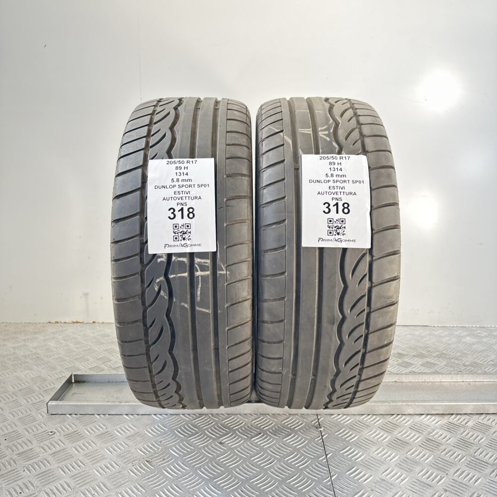 Pneumatici Usati 205 50 R17 89H Dunlop Sport SP01 85% Estive