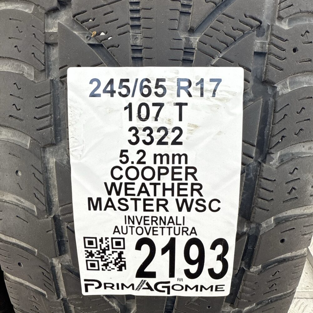 Gomme Usate 245 65 R17 107T Cooper Weather Master WSC 74% Invernali - immagine 3