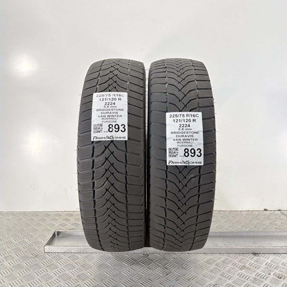 Pneumatici Usati 225 75 R16C 121 120R Bridgestone Duravis Van Winter 76% Invernali