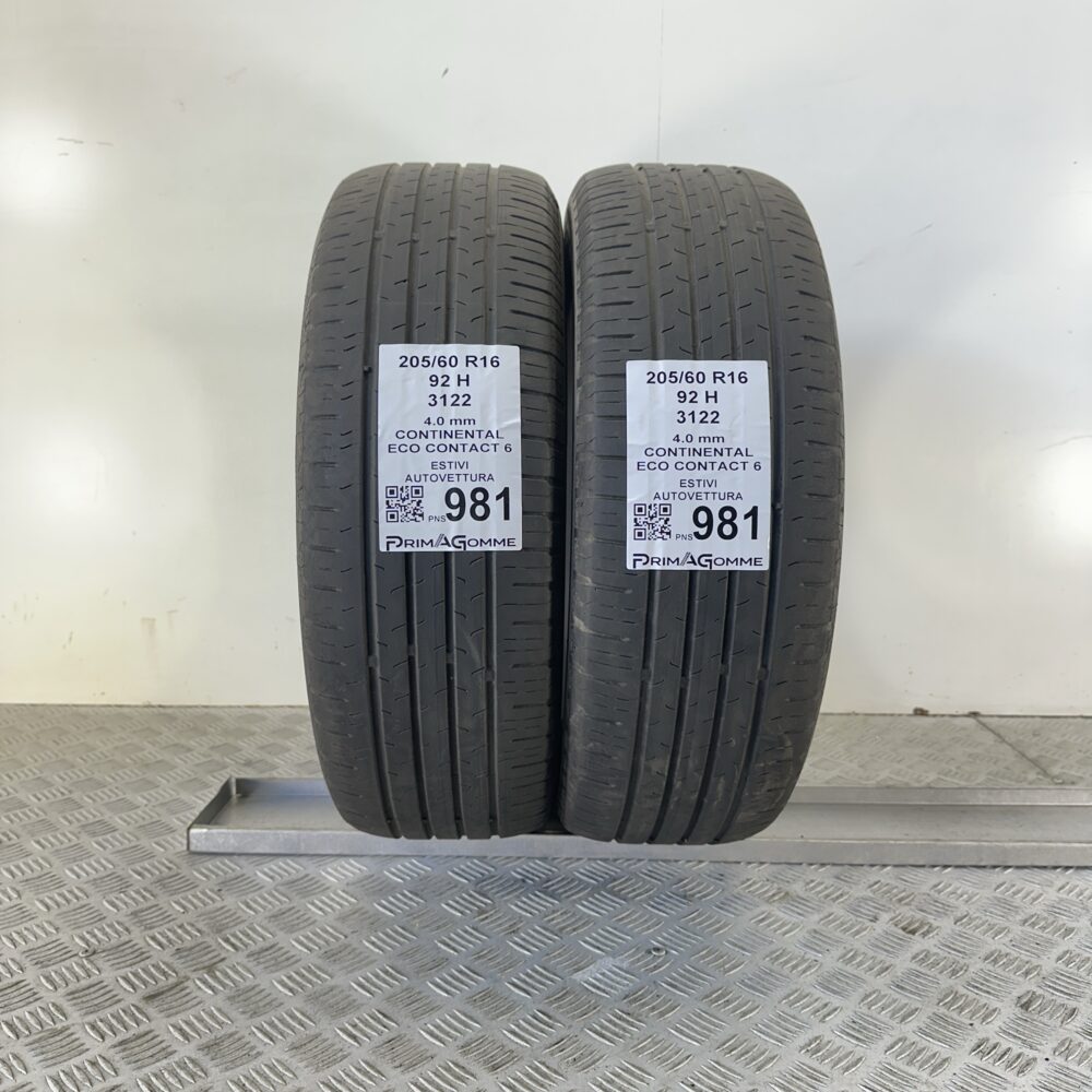 Gomme Usate 205 60 R16 92H Continental Eco Contact 6 Estive