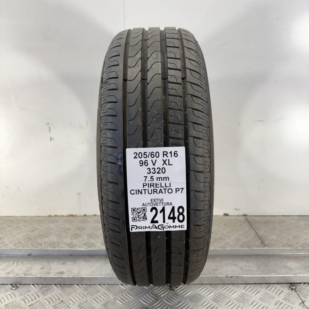 Pneumatico Usato 205 60 R16 XL 96V Pirelli Cinturato P7 100% Estivo