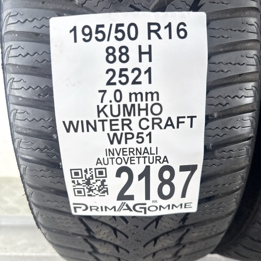Gomme Usate 195 50 R16 88H Kumho Winter Craft WP51 100% Invernali - immagine 3