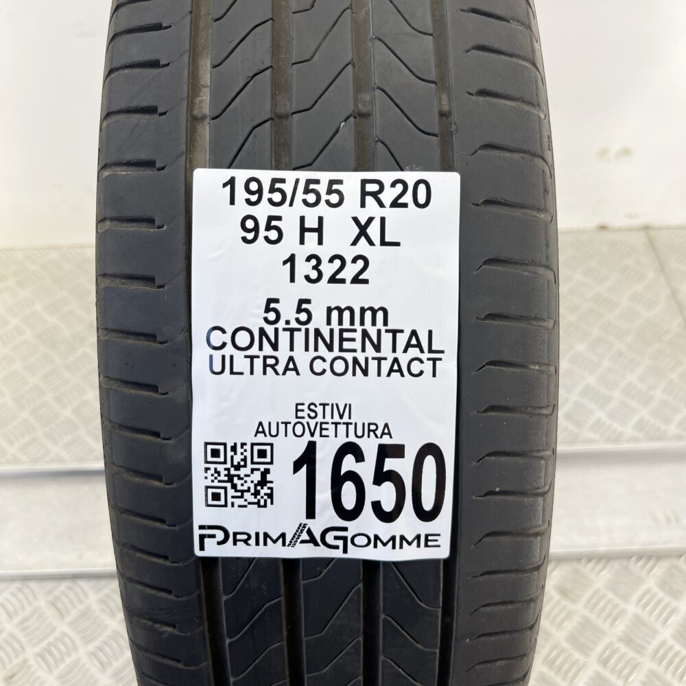 Pneumatico Usato 195 55 R20 95H XL Continental Ultra Contact 78% Estivo