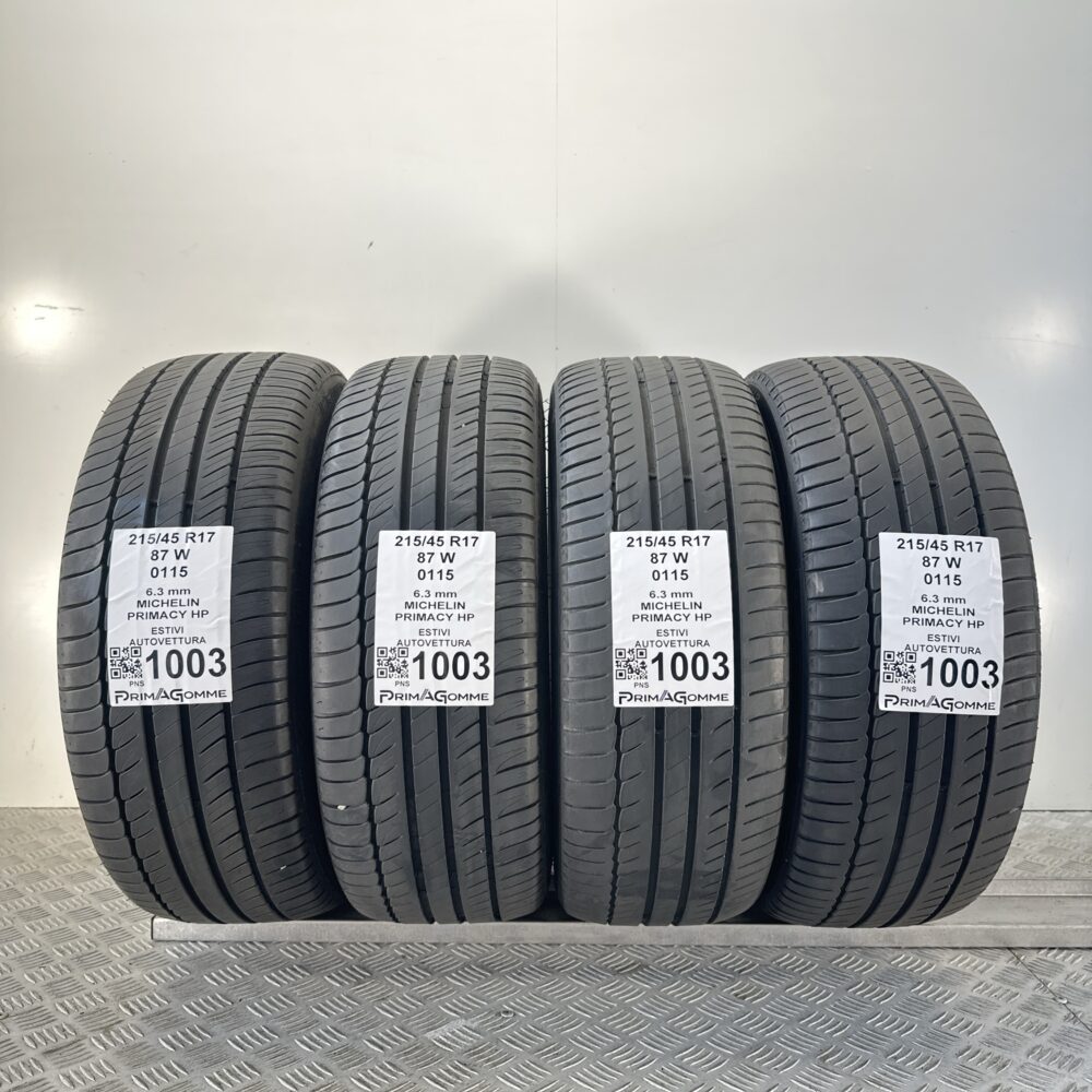 Gomme Usate 215 45 R17 87W Michelin Primacy HP 90% Estive