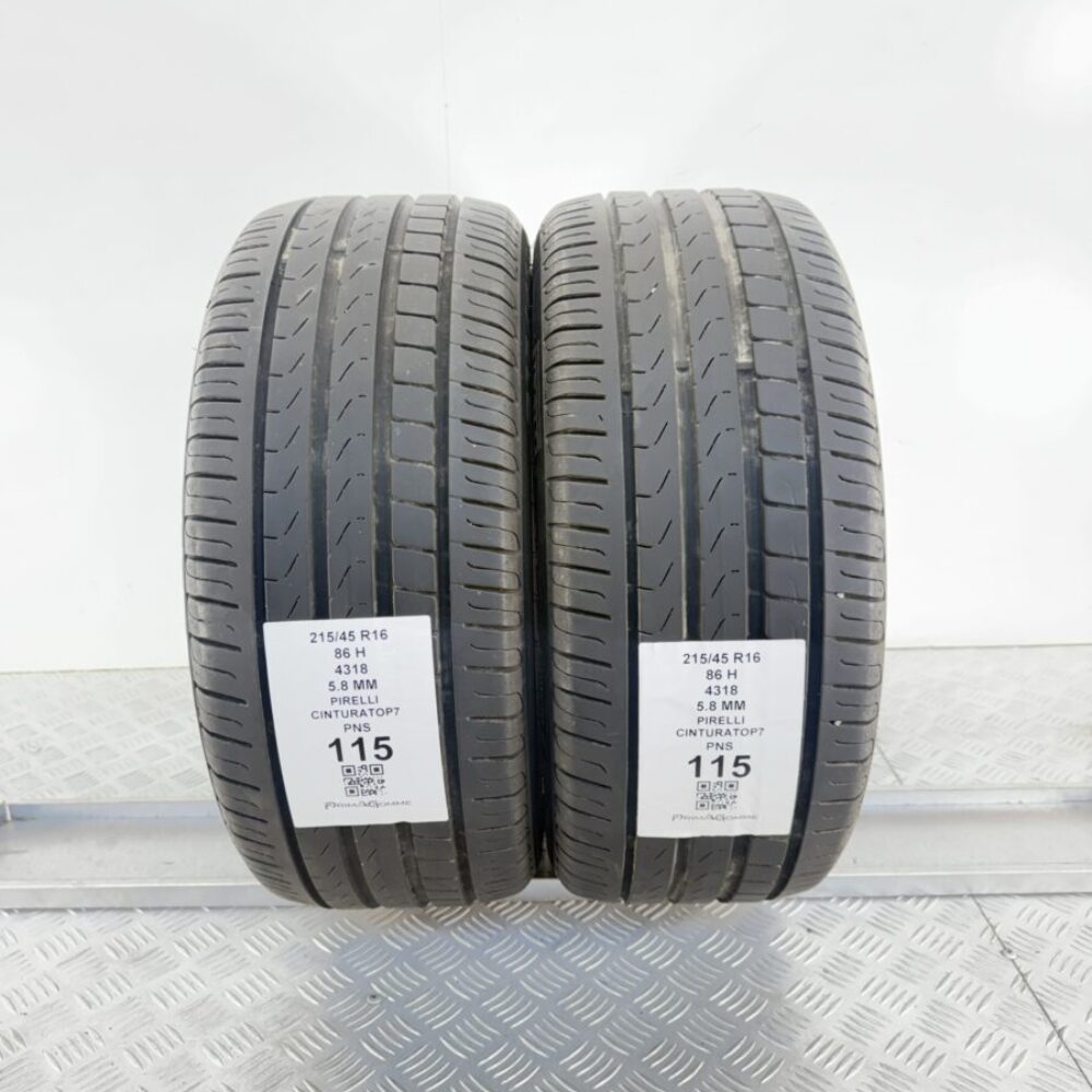 Gomme Usate 215 45 R16 86H Pirelli Cinturato P7 5.8mm Estive