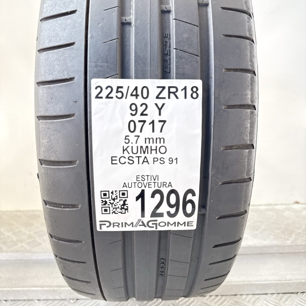 Gomma Usata 225 40 ZR18 92Y Kumho Ecsta PS 91 78% Estive - immagine 3