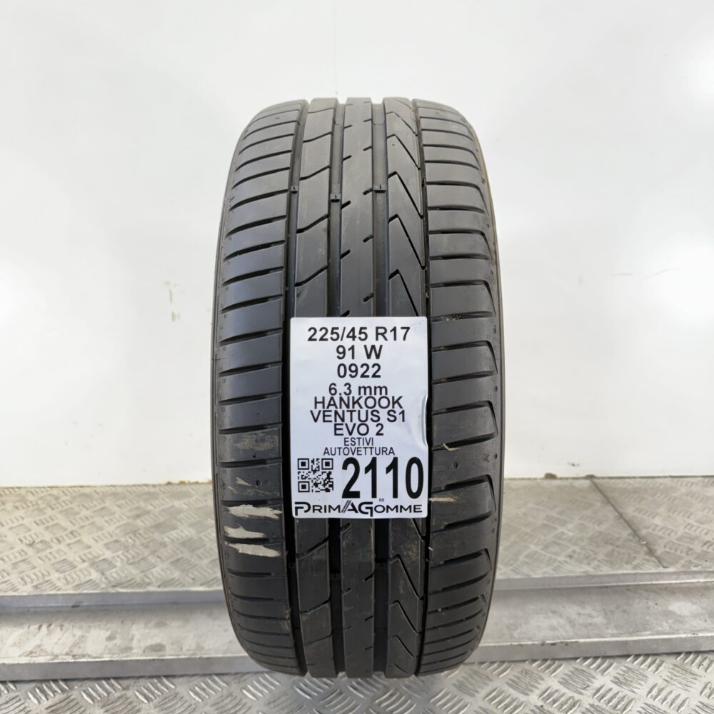 Pneumatico Usato 225 45 R17 91W Hankook Ventus S1 Evo 2 90% Estivo
