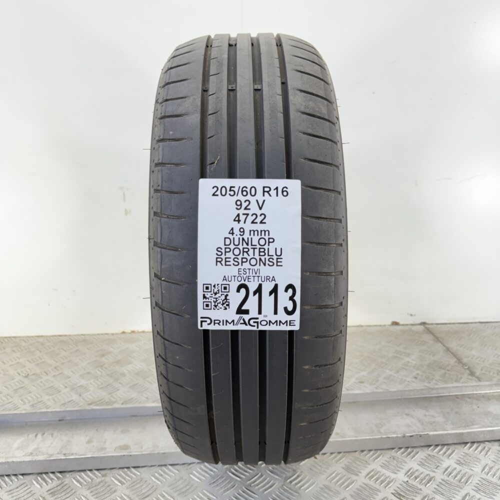 Pneumatico Usato 205 60 R16 92V Dunlop Sport Blu Response Estivo
