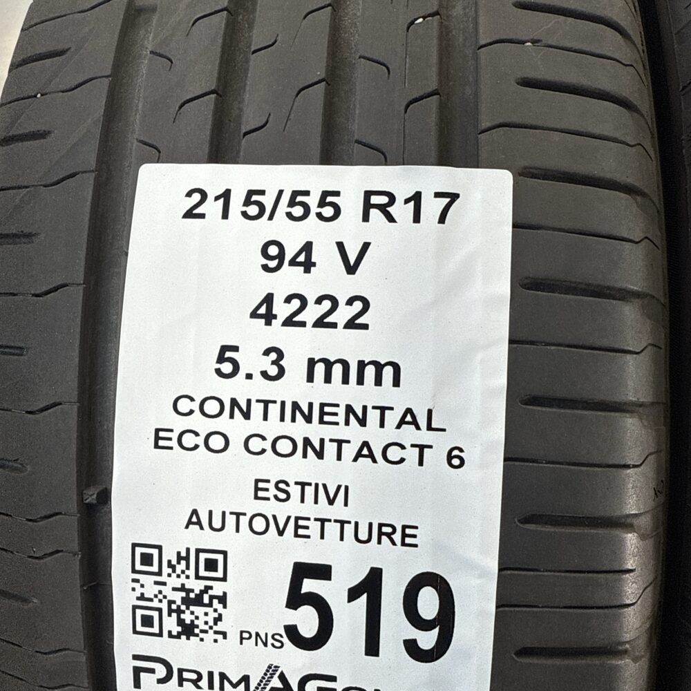 Pneumatici Usati 215 55 R17 94V Continental Eco Contact 6 76% Estive - immagine 3