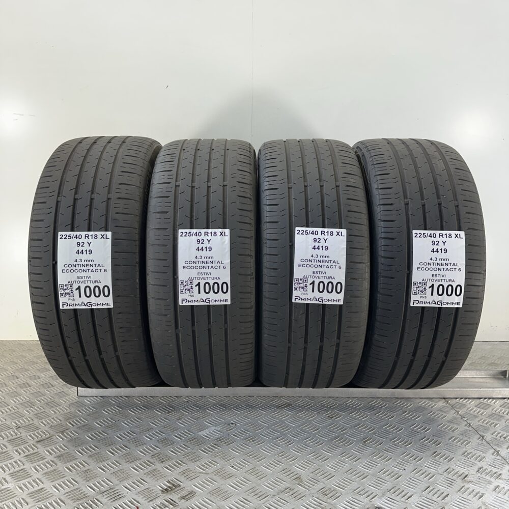 Gomme Usate 225 40 R18 XL 92Y Continental Ecocontact 6 Estive