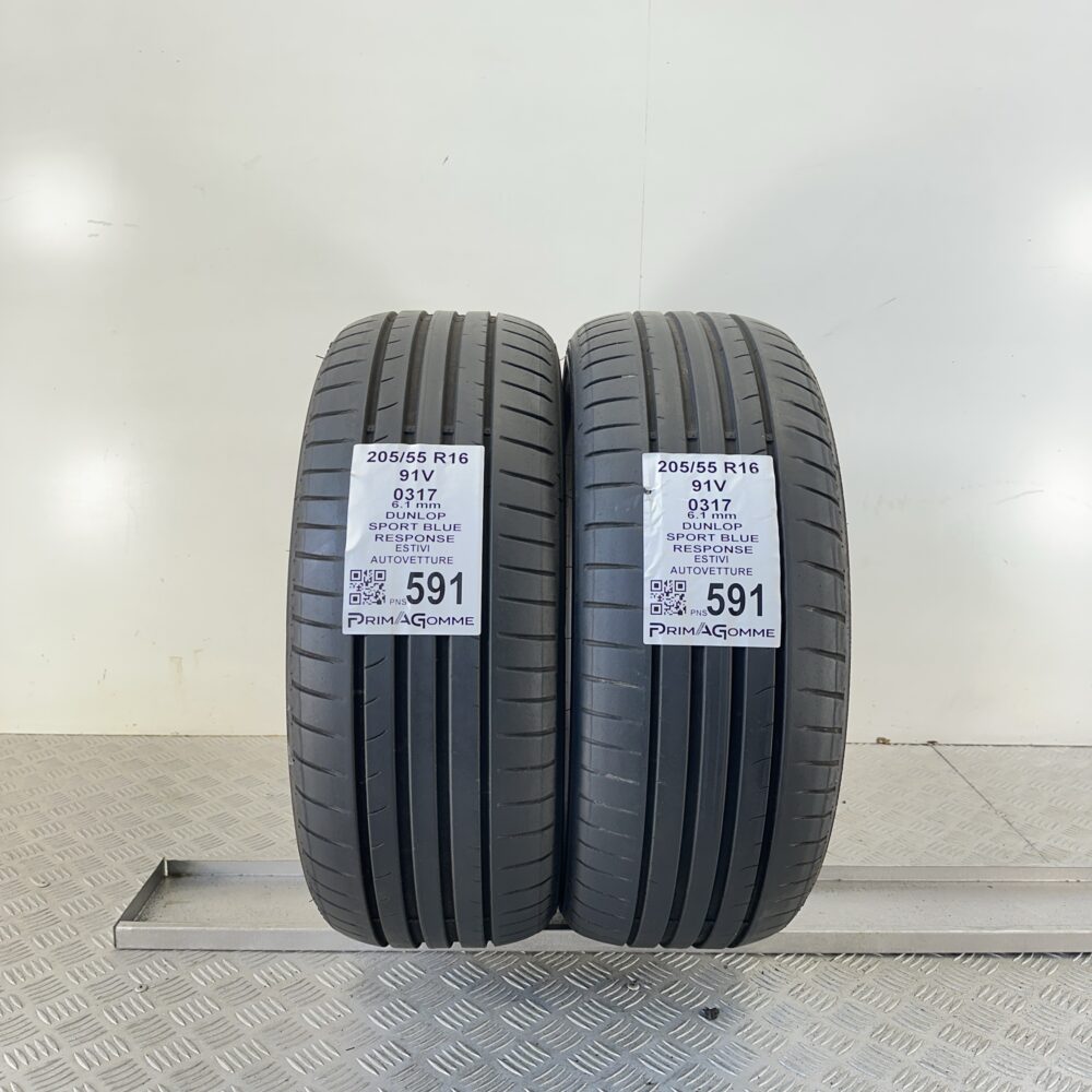 Pneumatici Usati 205 55 R16 91V Dunlop Sport Blue Response 90% Estive