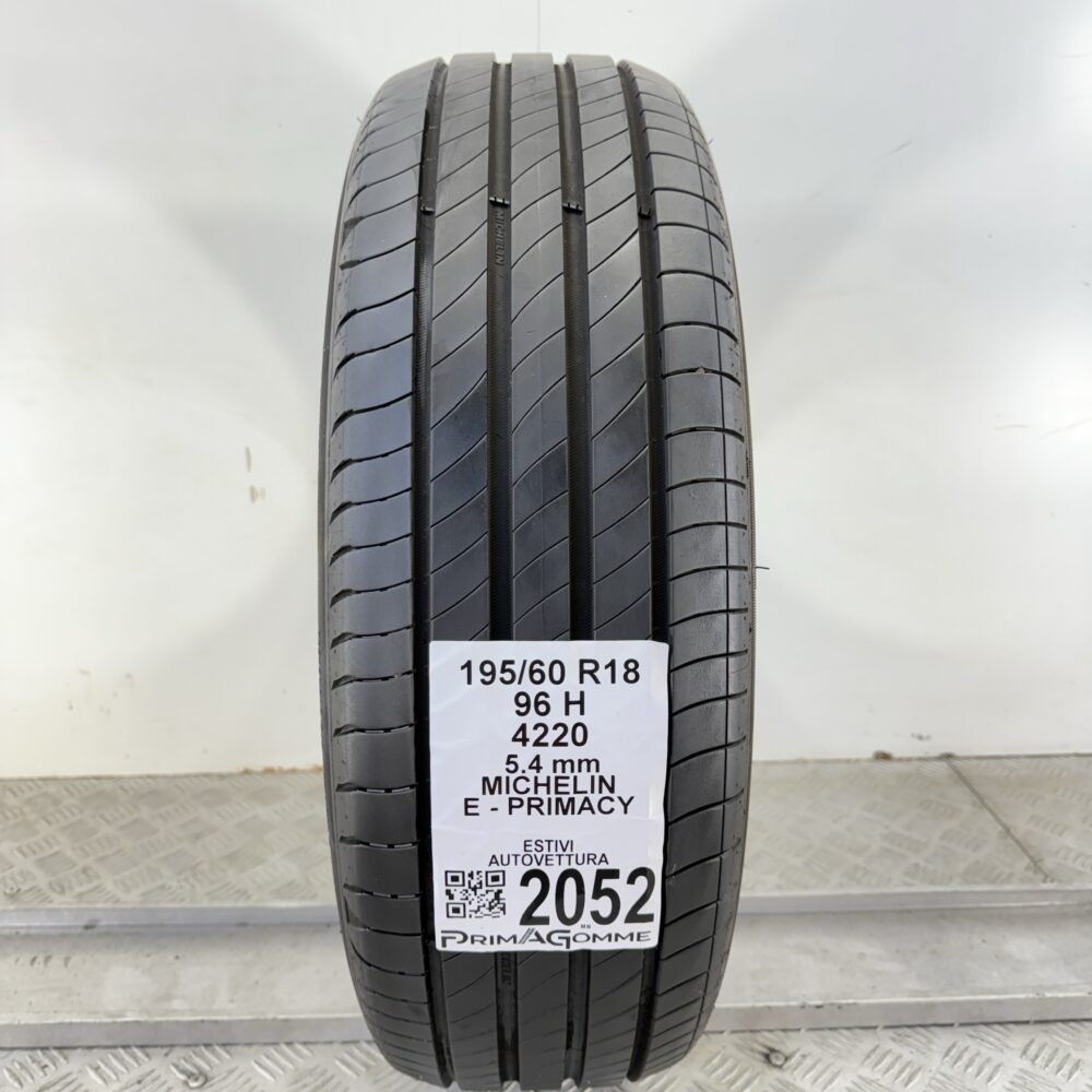 Pneumatico Usato 195 60 R18 96H Michelin E-Primacy 77% Estivo