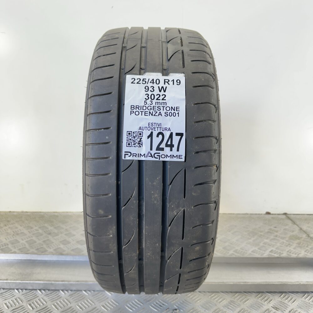 Pneumatico Usato 225 40 R19 93W BRIDGESTONE POTENZA S001 76% Estivo
