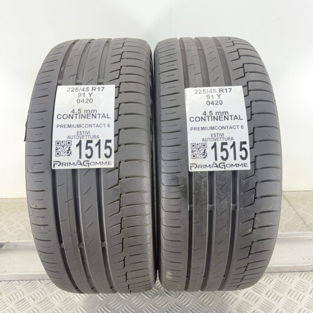 Gomme Usate 225 45 R17 91Y Continental PremiumContact 6 Estive
