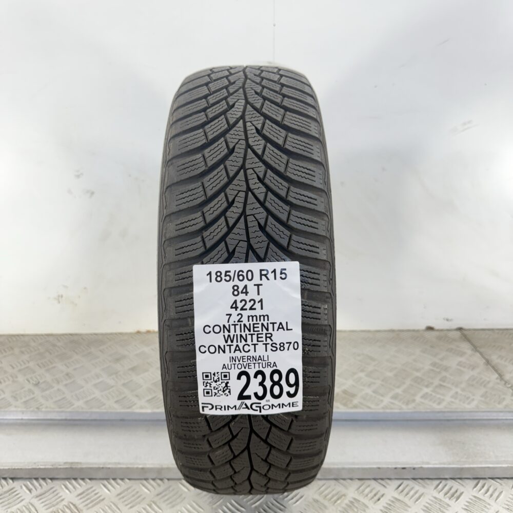 Gomma Usata 185 60 R15 84T Continental Winter Contact TS870 90% Invernale