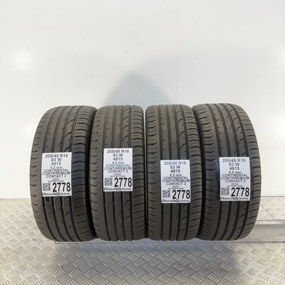 Gomme Usate 205 45 R16 83W Continental ContiPremiumContact 2 74% Estive