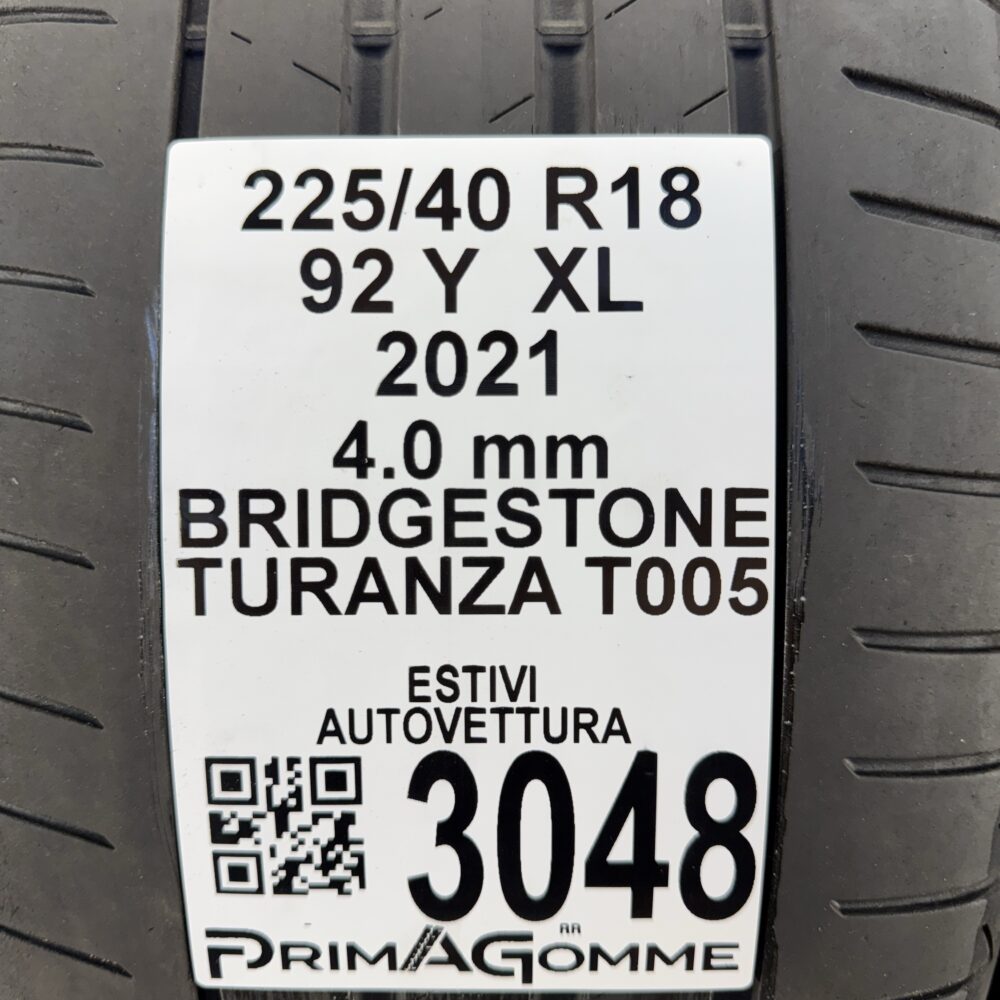 Gomme Usate 225 40 R18 XL 92Y Bridgestone Turanza T005 Estive - immagine 3