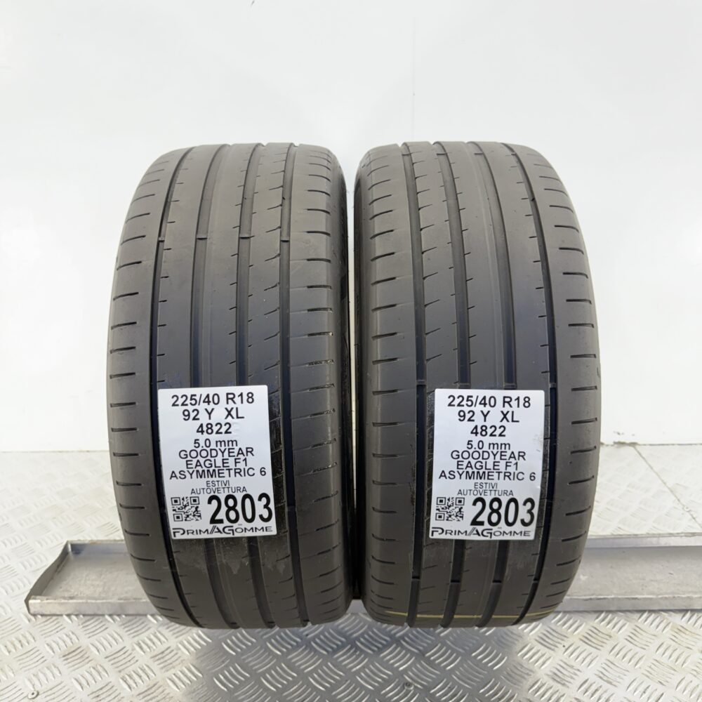 Gomme Usate 225 40 R18 XL 92Y Goodyear Eagle F1 Asymmetric 6 71% Estive