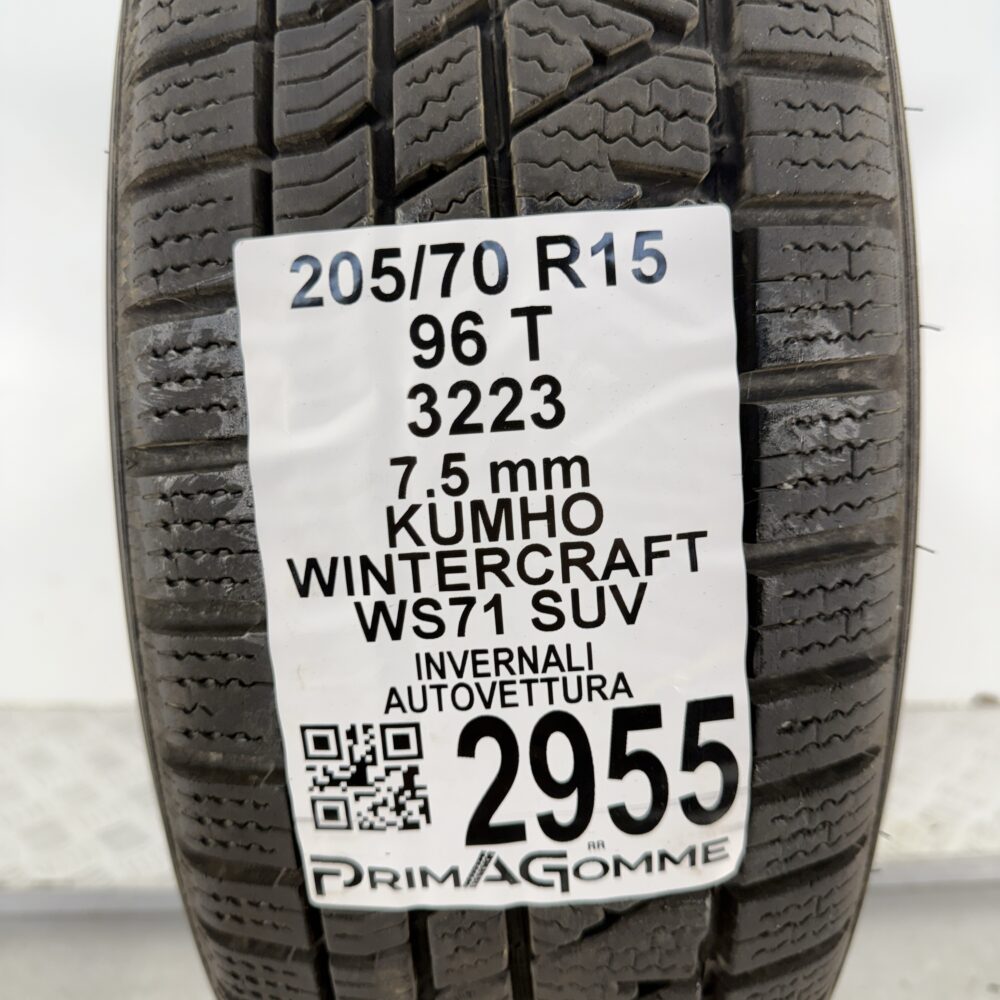 Gomma Usata 205 70 R15 96T Kumho Wintercraft WS71 SUV 94% Invernale - immagine 3