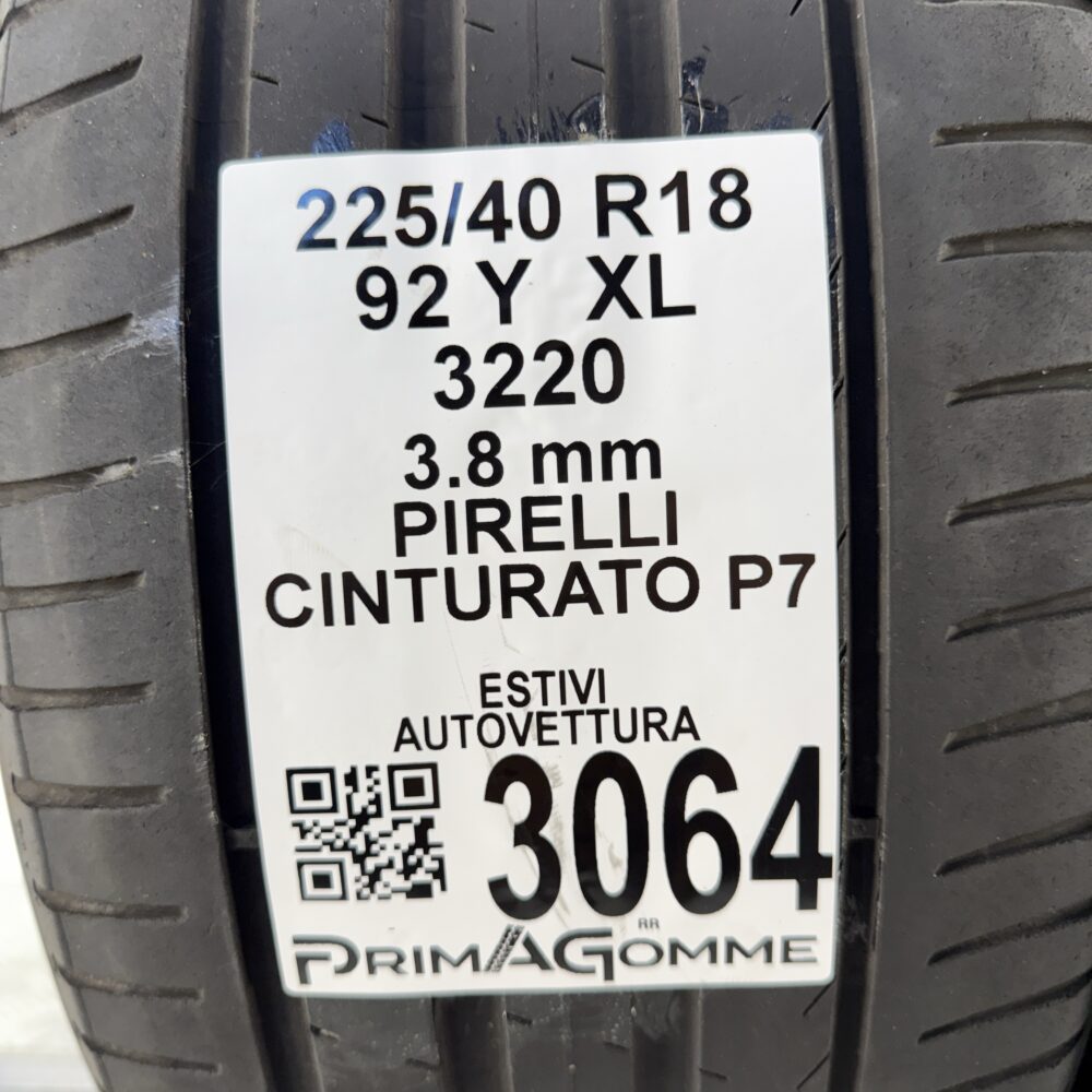 Gomme Usate 225 40 R18 XL 92Y Pirelli Cinturato P7 Estive - immagine 3