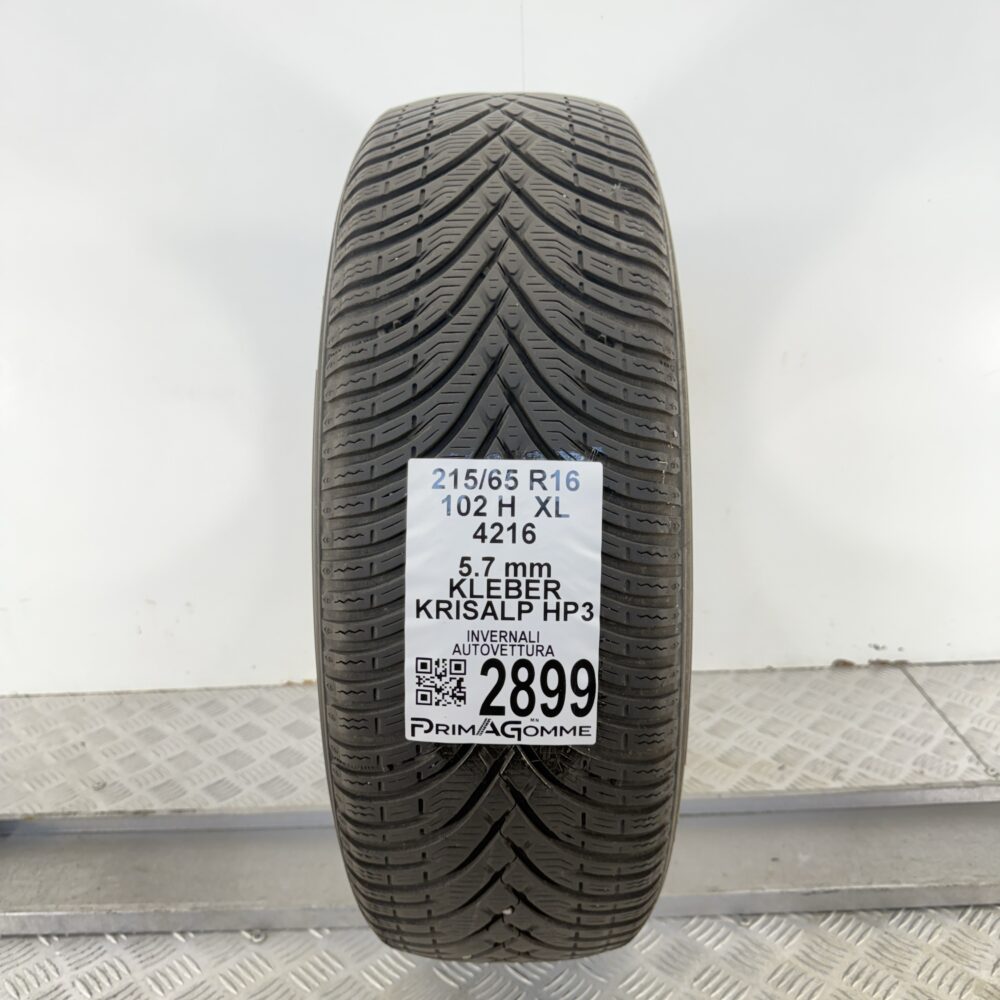 Gomma Usata 215 65 R16 XL 102H KLEBER Krisalp HP3 71% Invernale