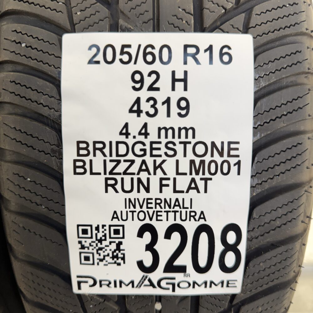 Gomme Usate 205 60 R16 92H Bridgestone Blizzak LM001 RunFlat Invernali - immagine 3