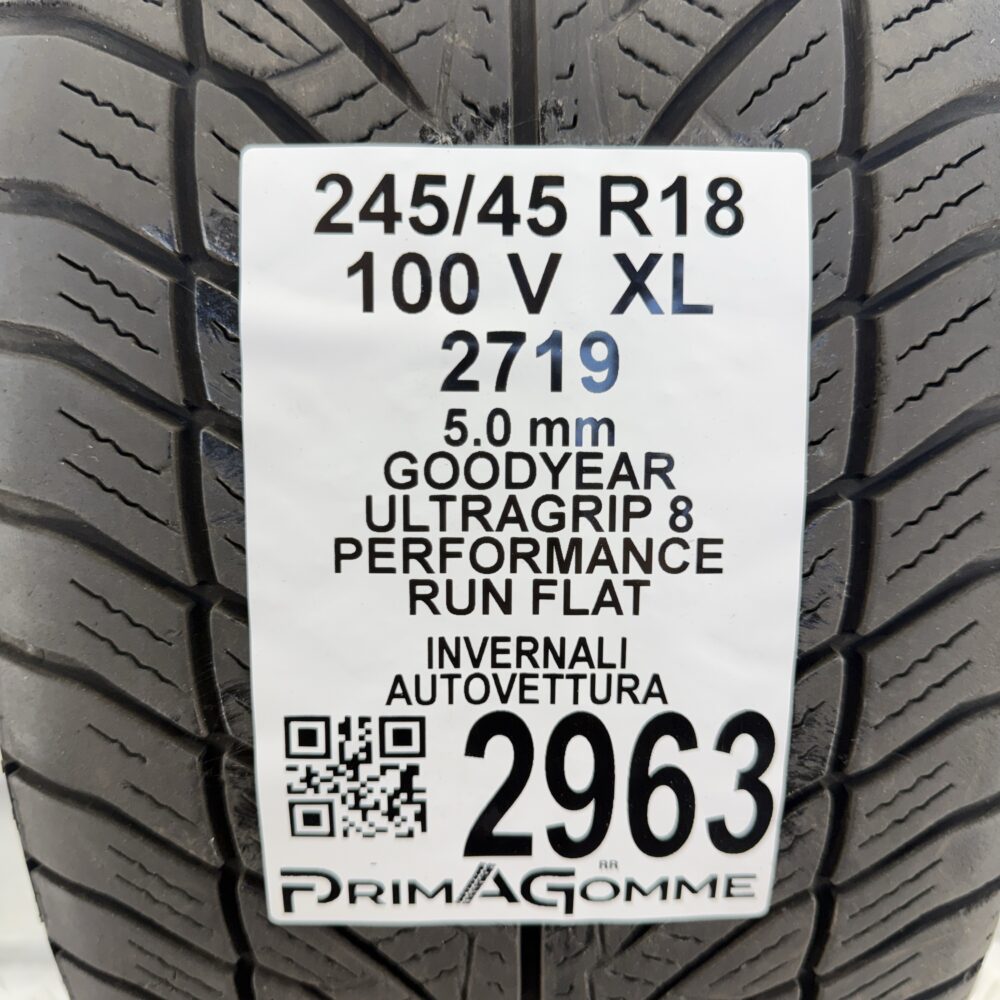 Gomma Usata 245 45 R18 XL 100V Goodyear Ultragrip 8 RunFlat Invernale - immagine 3