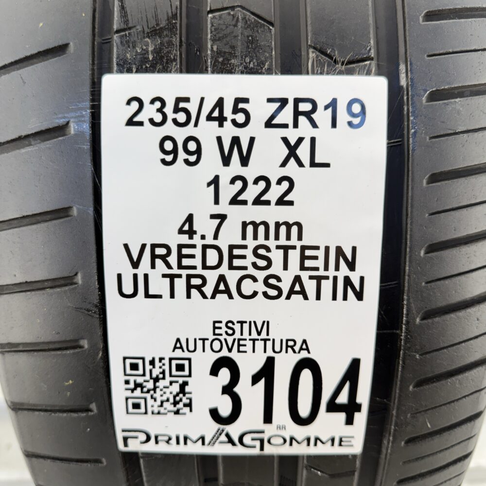 Gomma Usata 235 45 ZR19 XL 99W Vredestein Ultrac Satin Estivo - immagine 3