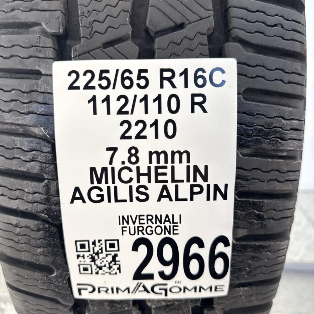 Gomma Usata 225 65 R16C 112/110R Michelin Agilis Alpin 87% Invernale - immagine 3
