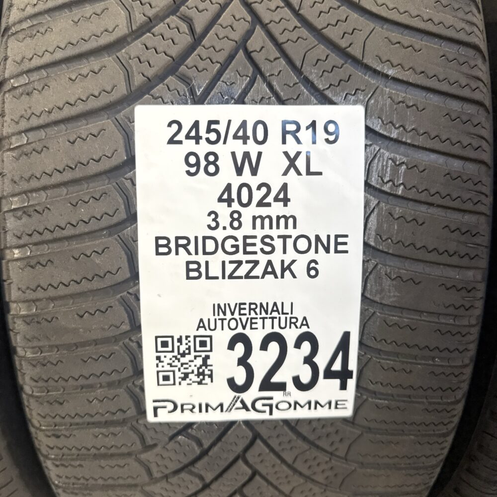 Gomme Usate 245 40 R19 XL 98W Bridgestone Blizzak 6 Invernali - immagine 3
