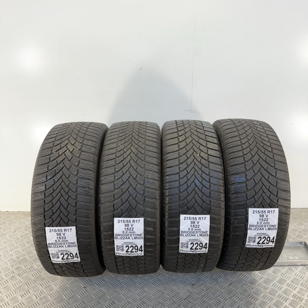 Gomme Usate 215 55 R17 98V Bridgestone Blizzak LM005 Invernali