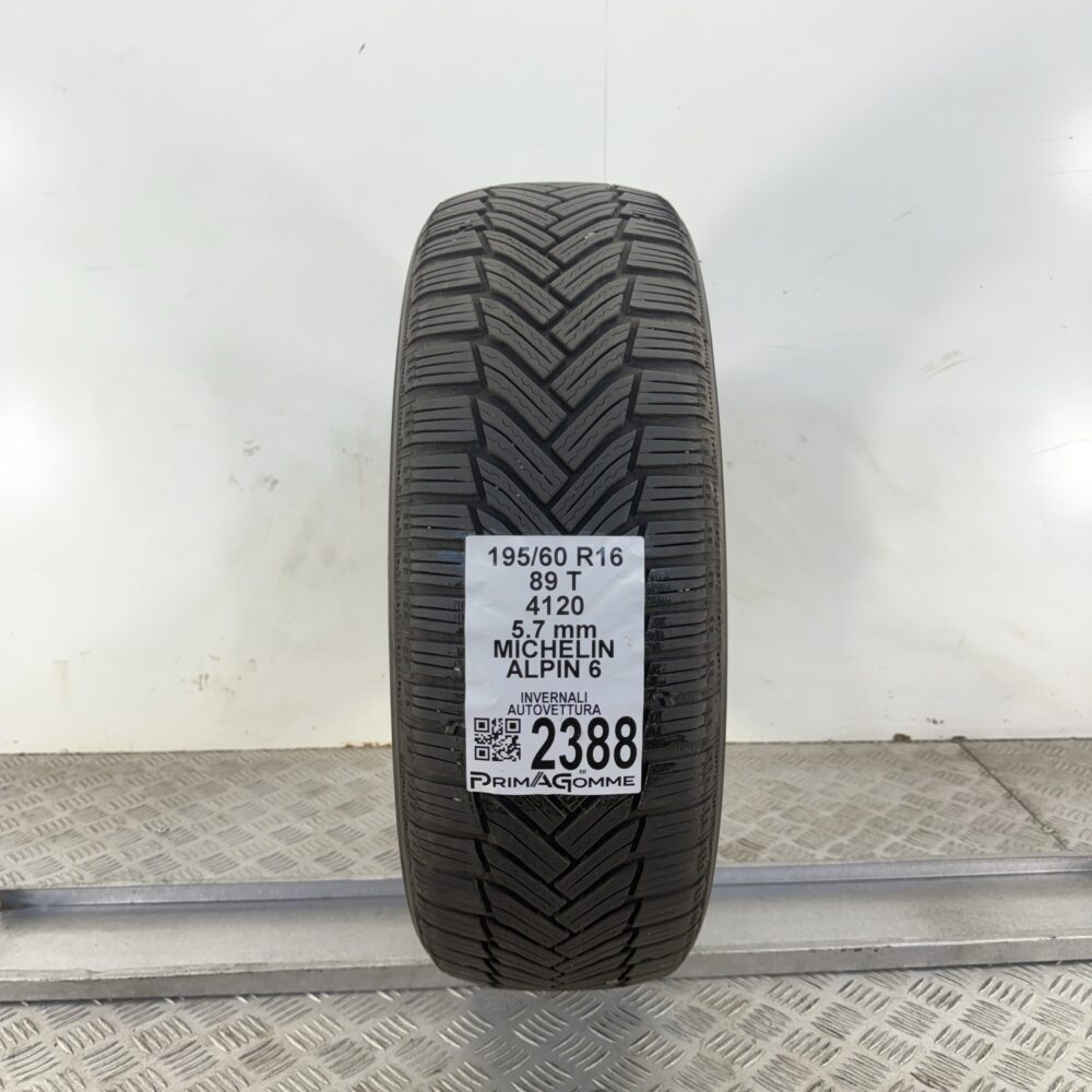 Gomma Usata 195 60 R16 89T Michelin Alpin 6 71% Invernale