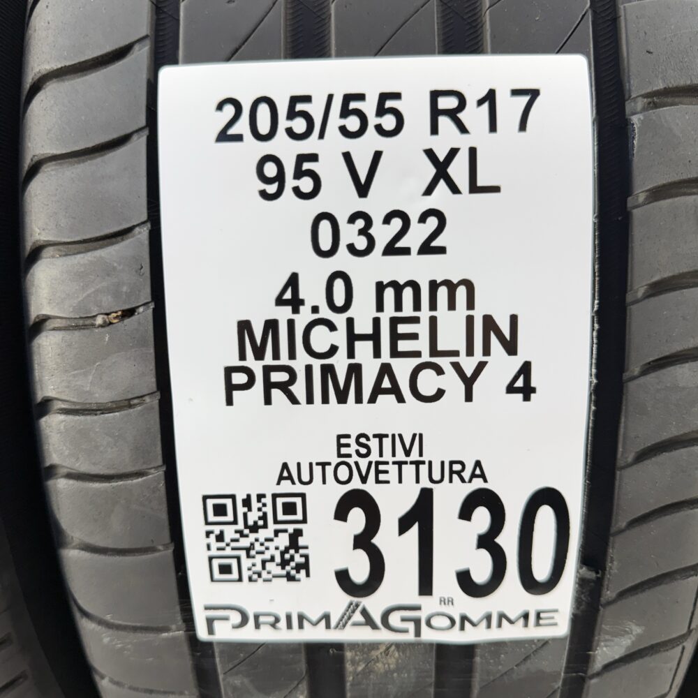 Gomme Usate 205 55 R17 XL 95V MICHELIN Primacy 4 Estive - immagine 3