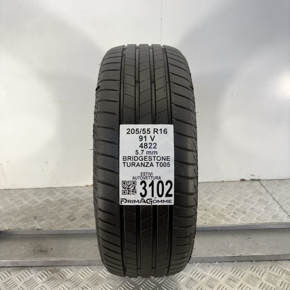 Gomma Usata 205 55 R16 91V Bridgestone Turanza T005 81% Estivo