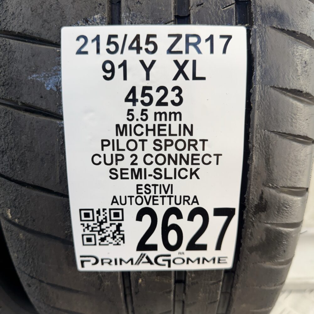 Gomme Usate 215 45 ZR17 XL 91Y Michelin Pilot Sport Cup 2 Semi/Slick Estive - immagine 3