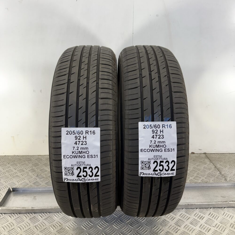 Gomme Usate 205 60 R16 92H Kumho Ecowing ES31 100% Estive