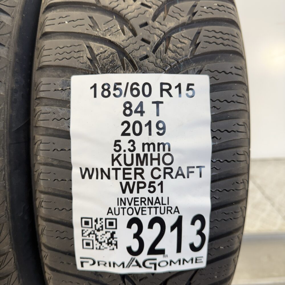 Gomme Usate 185 60 R15 84T Kumho Winter Craft WP51 76% Invernali - immagine 3