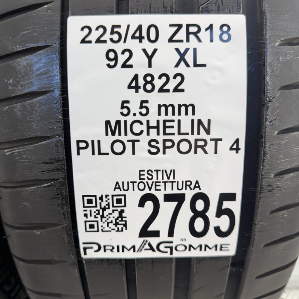 Gomme Usate 225 40 ZR18 XL 92Y Michelin Pilot Sport 4 79% Estive - immagine 3