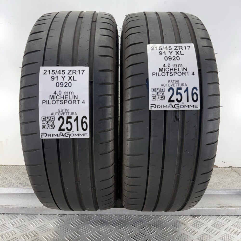 Gomme Usate 215 45 ZR17 XL 91Y Michelin Pilot Sport 4 Estive