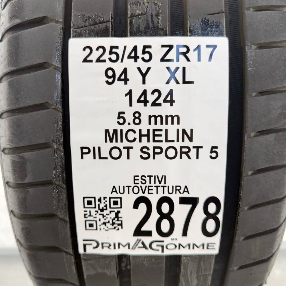 Gomma Usata 225 45 ZR17 XL 94Y Michelin Pilot Sport 5 83% Estivo - immagine 3