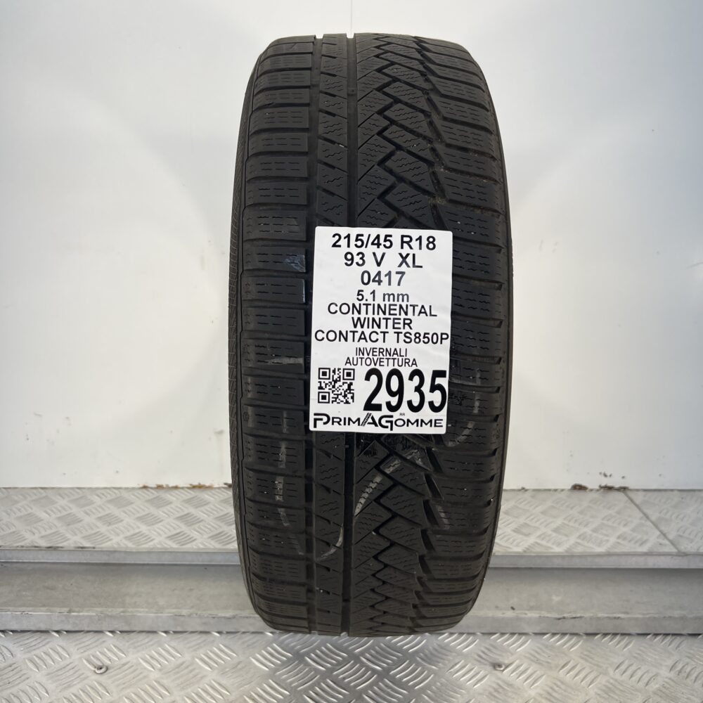 Gomma Usata 215 45 R18 XL 93V Continental Winter Contact TS850P Invernale