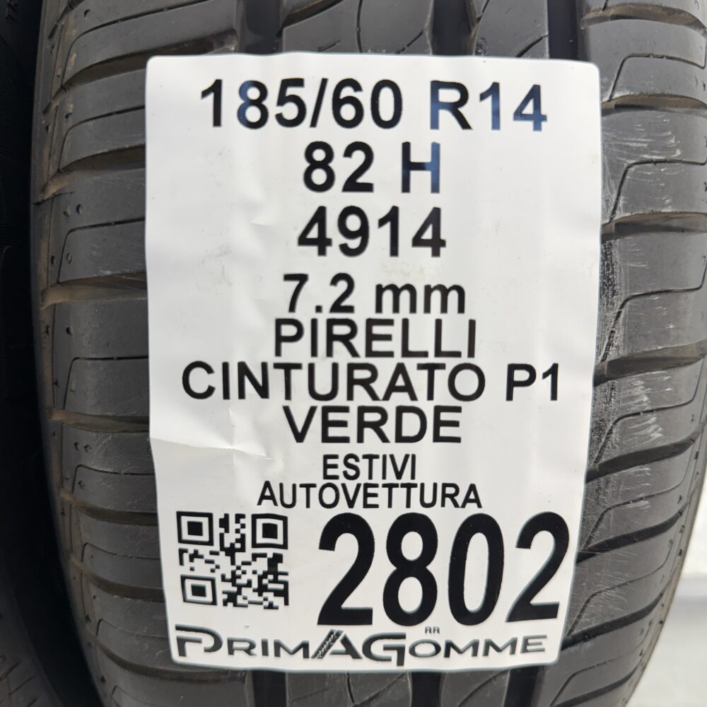 Gomme Usate 185 60 R14 82H Pirelli Cinturato P1 Verde 100% Estive - immagine 3
