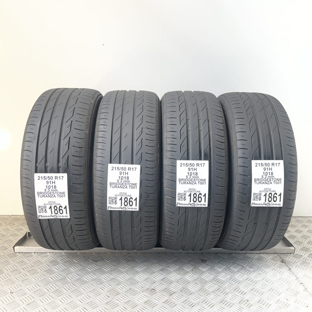 Pneumatici Usati 215 50 R17 91H Bridgestone Turanza T001 76% Estive