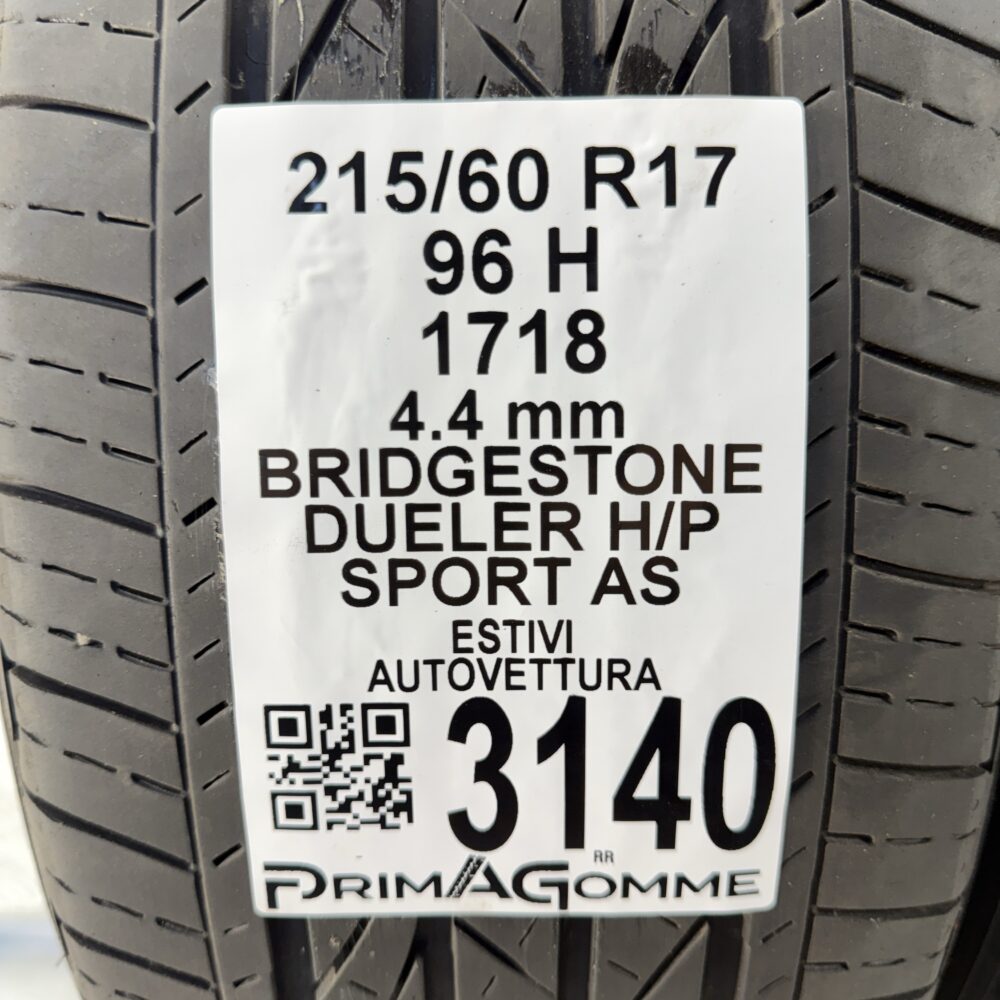 Gomme Usate 215 60 R17 96H Bridgestone Dueler H/P Sport AS Estive - immagine 3