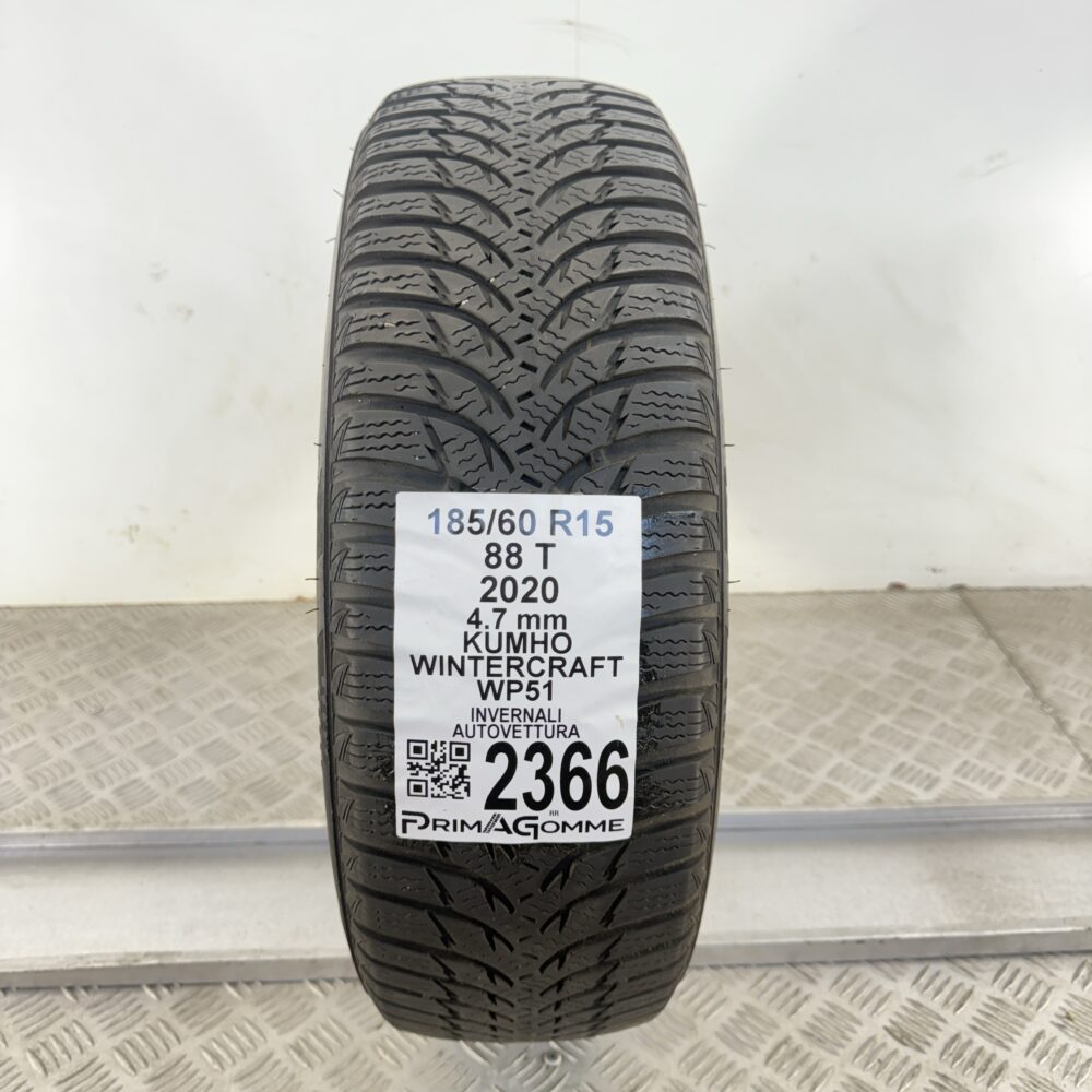 Gomma Usata 185 60 R15 88T Kumho Wintercraft WP51 Invernale