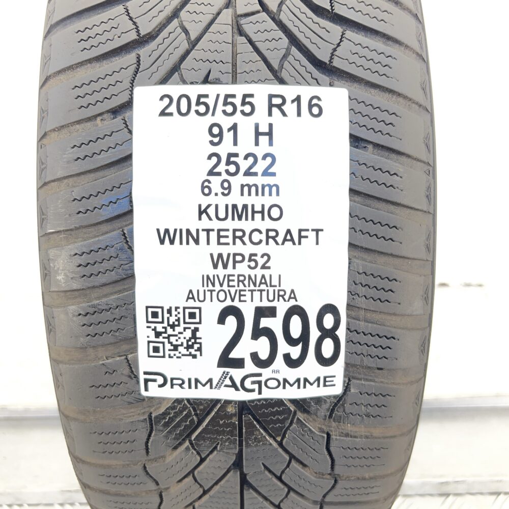 Gomma Usata 205 55 R16 91H Kumho Wintercraft WP52 86% Invernale
