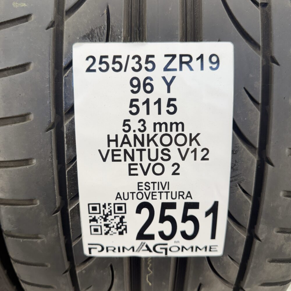 Gomme Usate 255 35 ZR19 96Y Hankook Ventus V12 Evo 2 76% Estive - immagine 3