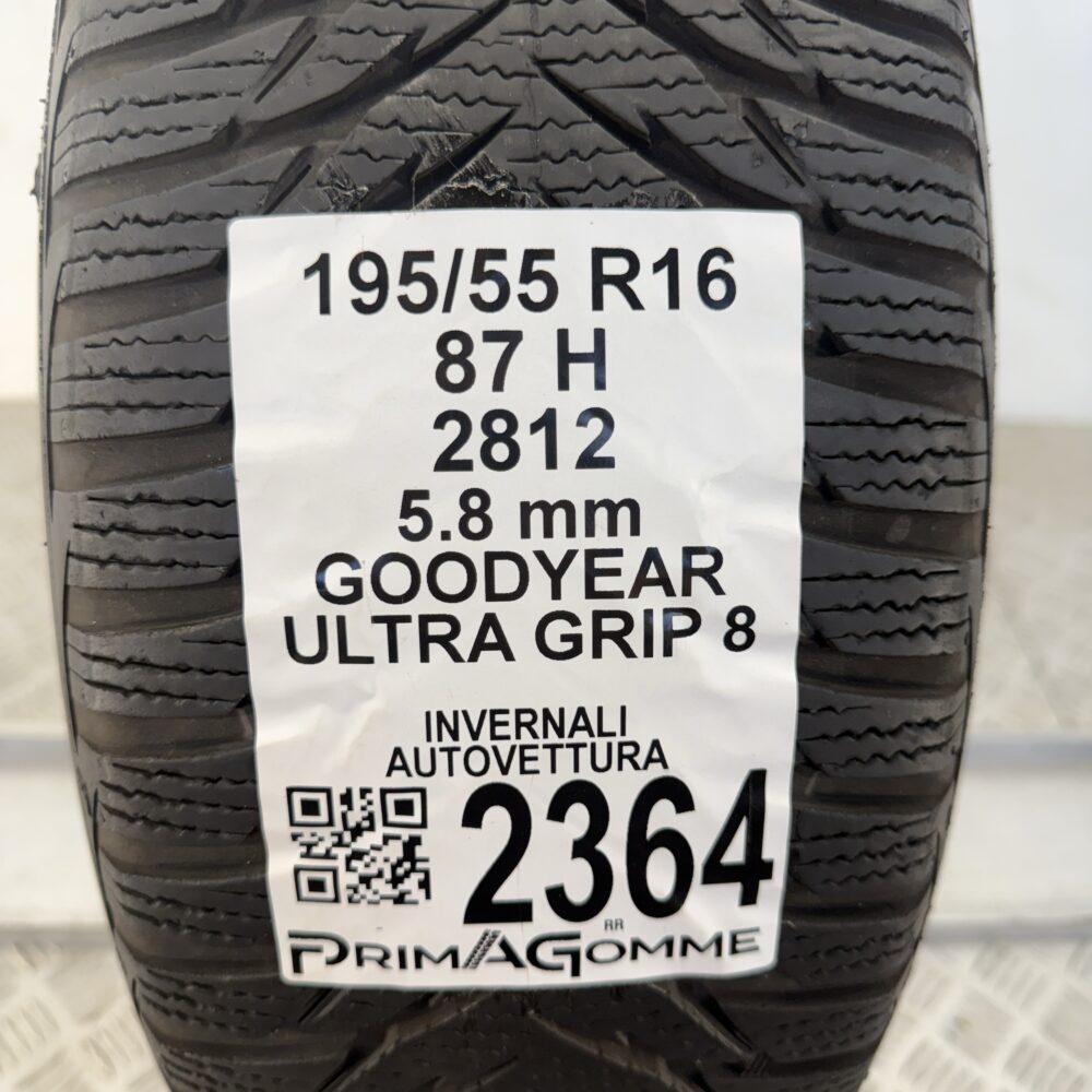 Gomma Usata 195 55 R16 87H Goodyear Ultra Grip 8 73% Invernale - immagine 3