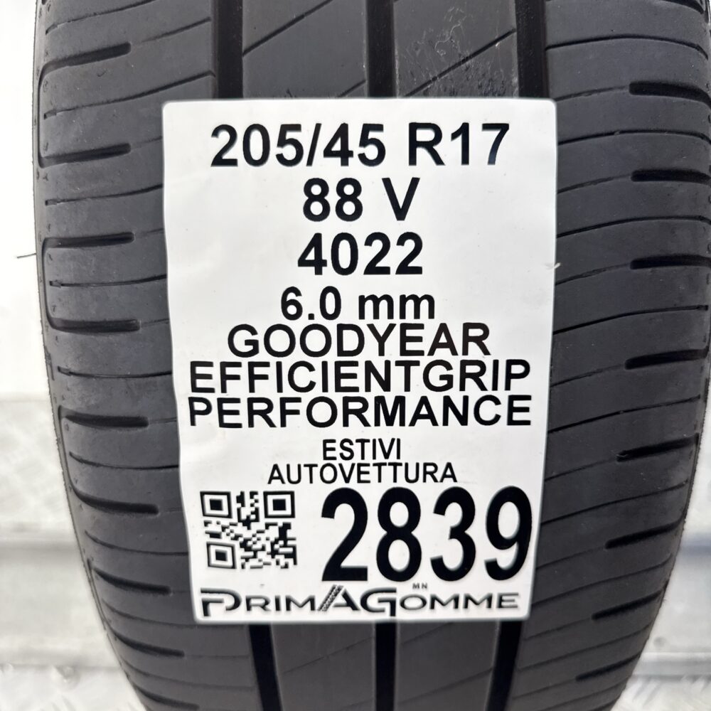 Gomma Usata 205 45 R17 88V Goodyear EfficientGrip Performance 86% Estivo - immagine 3