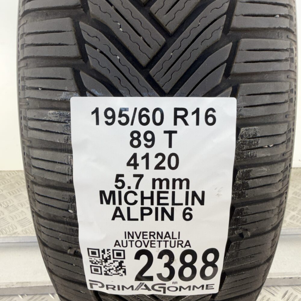 Gomma Usata 195 60 R16 89T Michelin Alpin 6 71% Invernale - immagine 3